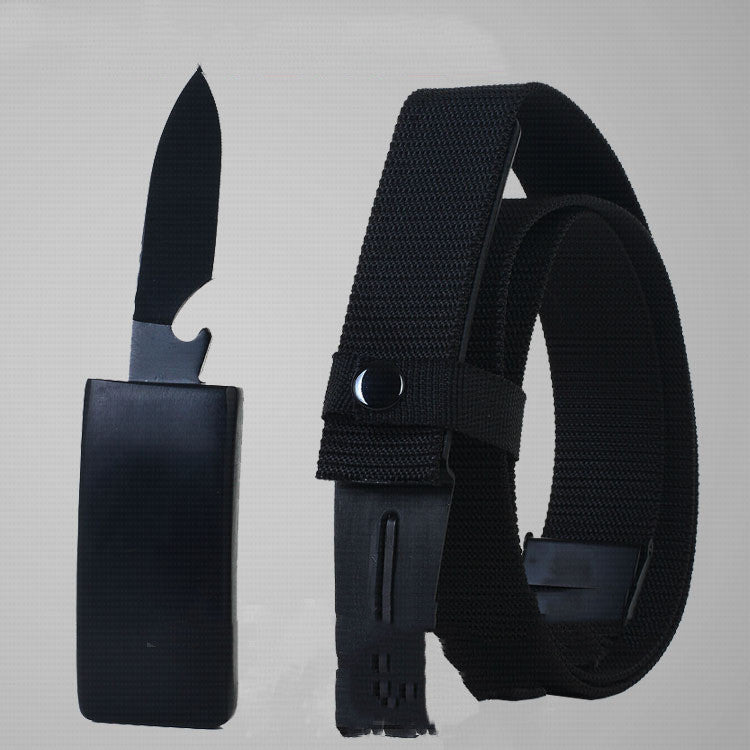 Canvas Smooth Buckle Tactical Belt  Knife